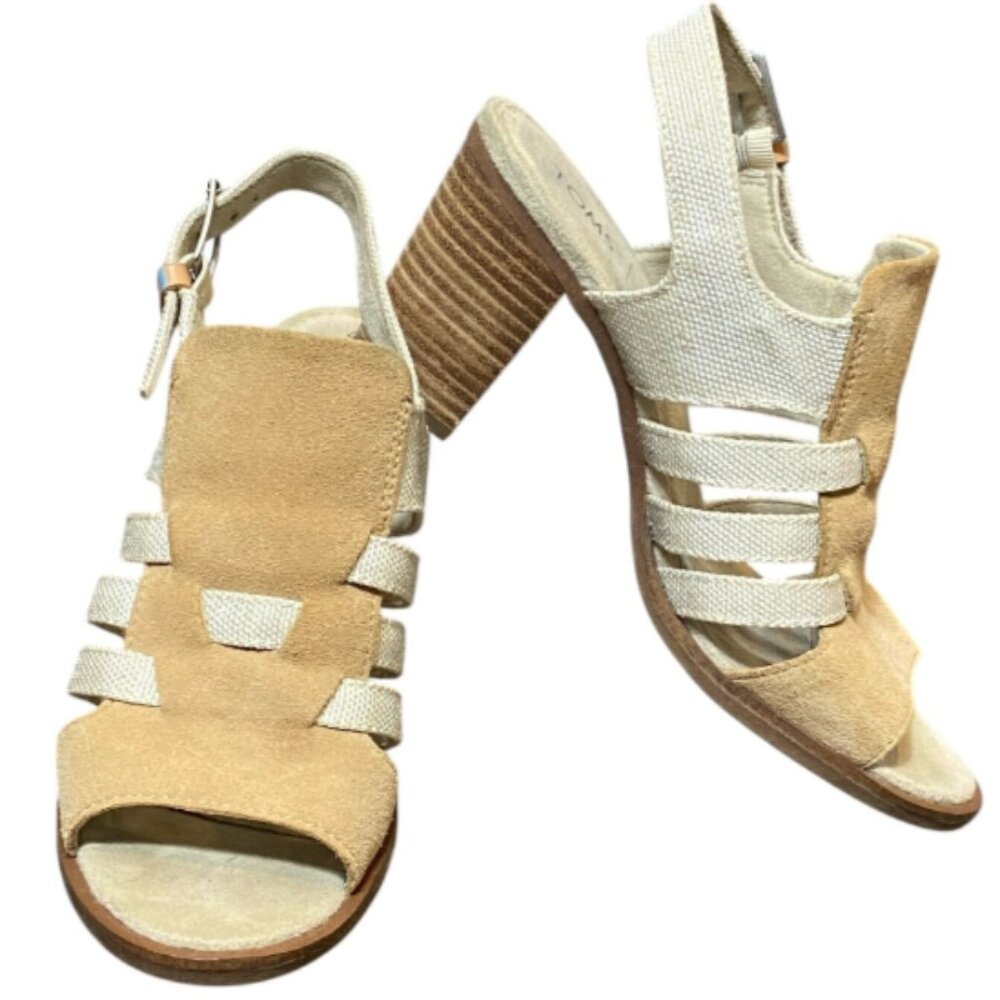 TOMS‎ Majorca Suede/Woven Sandal Honey Suede/Yarn Dye Sz 7 #151W